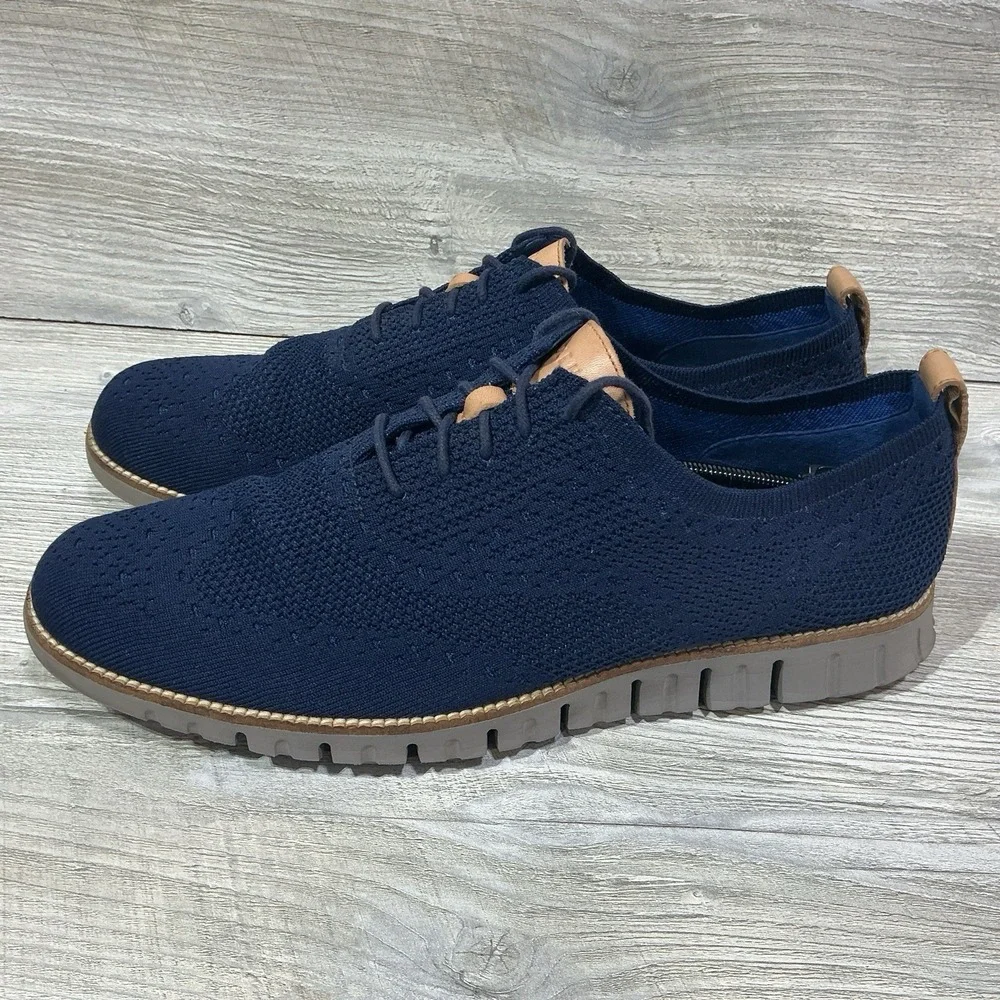 Cole Haan Zerogrand Navy Blue Stitchlite Wingtip Oxford Shoes Men's 13 M C27844